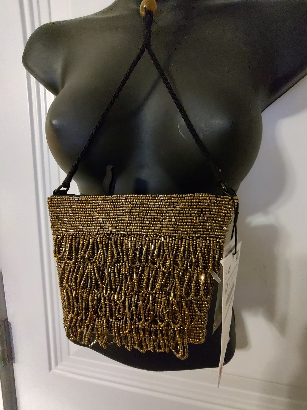 Zara Gold Beaded Fringe Shoulder Bag - Women